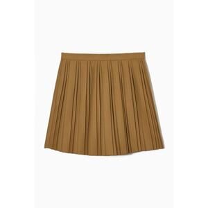 NWT COS Pleated Wool Blend Mini Skirt Caramel Tan Camel Beige 10